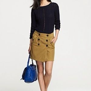 J. CREW Double Button Cotton Pocketed Wrap Mini Skirt—SZ. 0